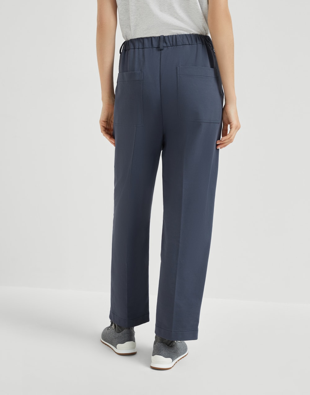 Pantalón Cropped Azul Aviación Mujer - Brunello Cucinelli