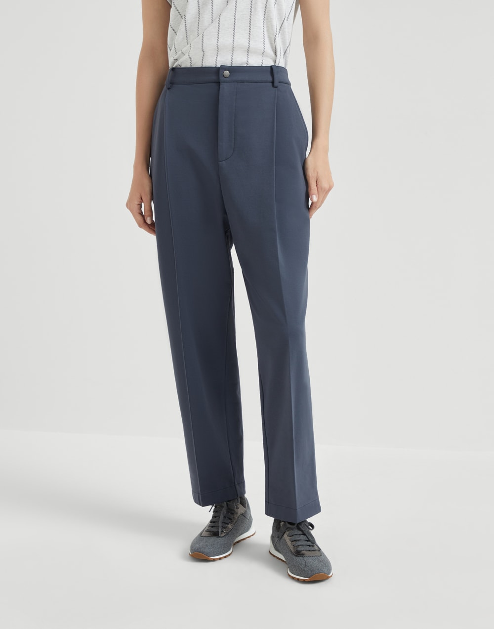 Pantalón Cropped Azul Aviación Mujer - Brunello Cucinelli