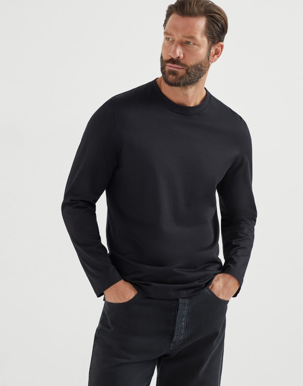 Long sleeve T-shirt Black Man - Brunello Cucinelli