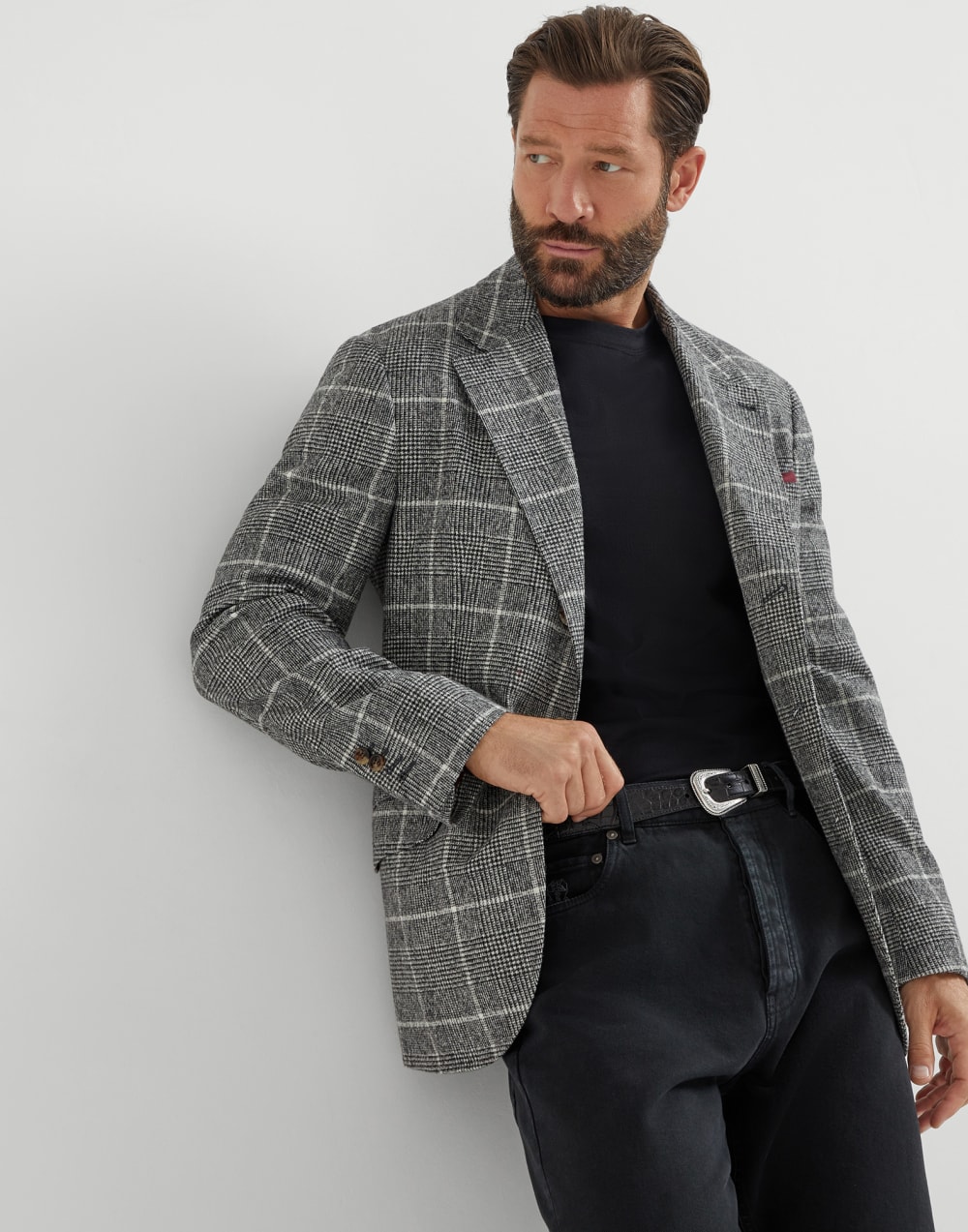 长袖T恤 黑色 男款 - Brunello Cucinelli