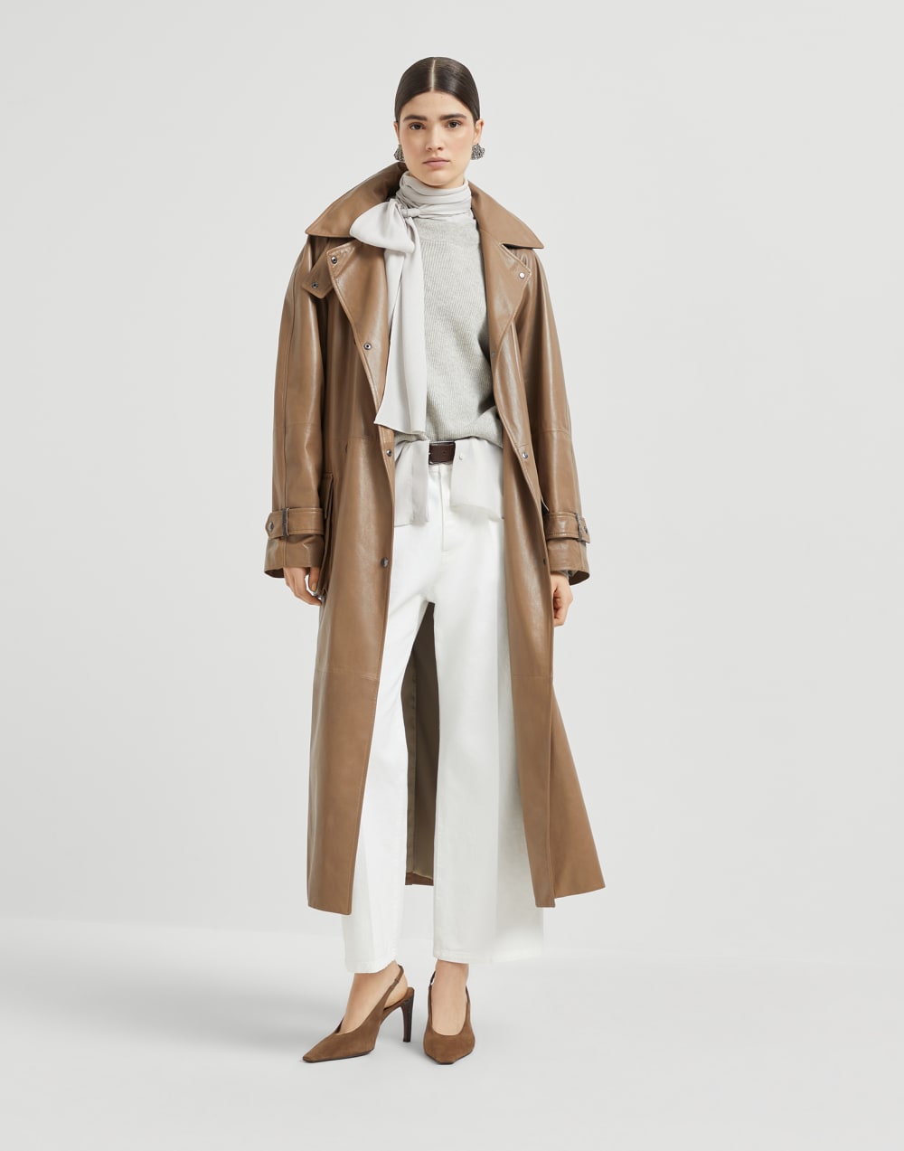 羊绒衫,内衬宽松上衣 灰色 女款 - Brunello Cucinelli