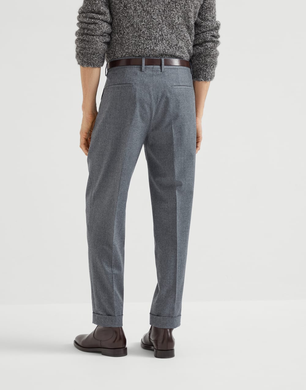 Leisure fit trousers with double pleats Medium Grey Man - Brunello Cucinelli