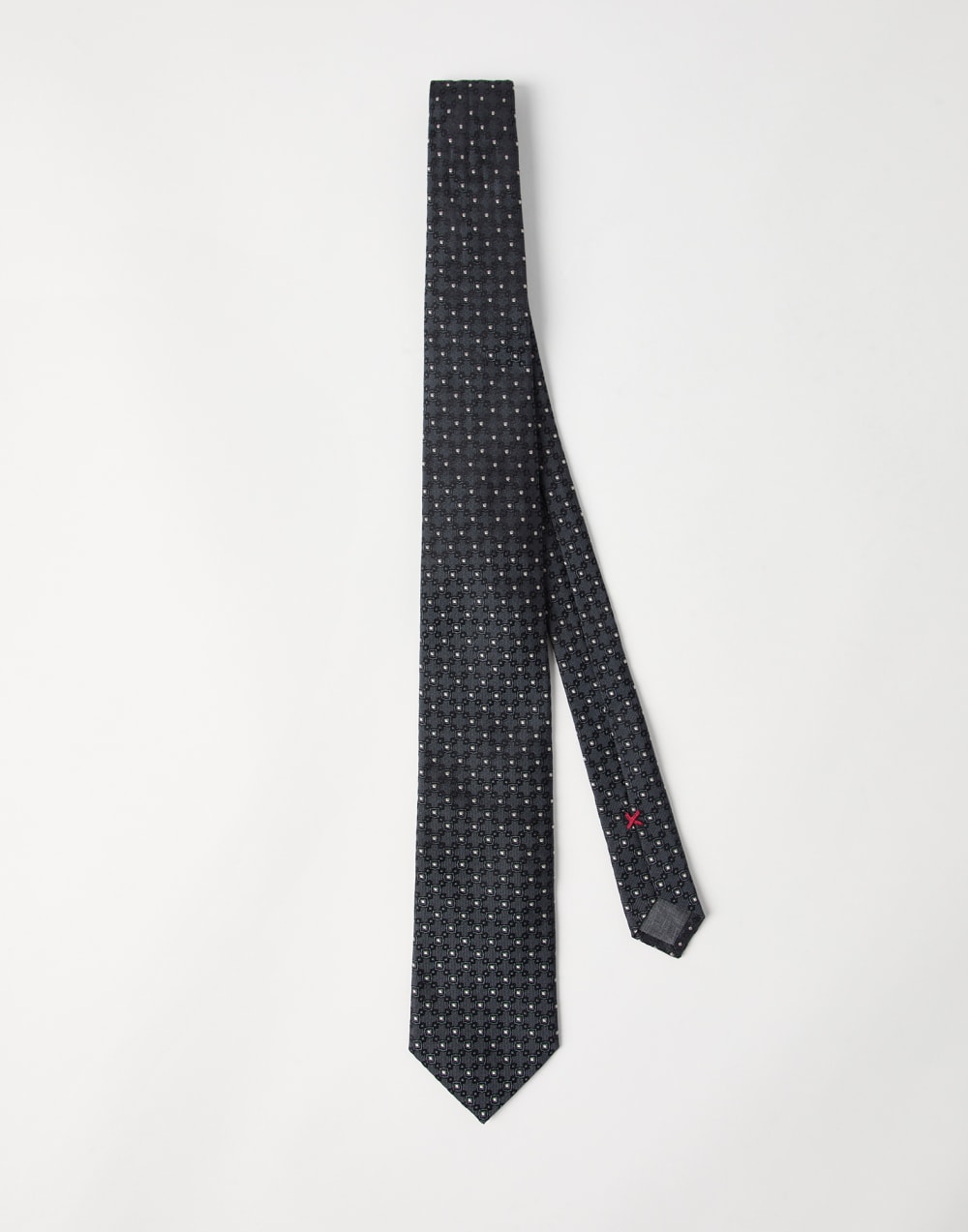 提花图案领带 炮铜灰色 男款 - Brunello Cucinelli