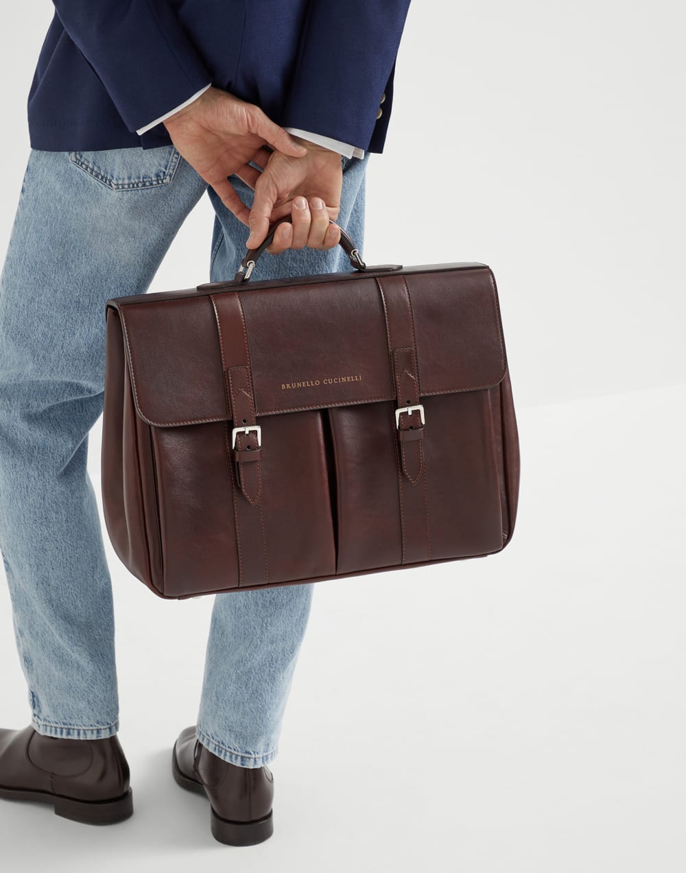 Calfskin briefcase Burgundy Man - Brunello Cucinelli