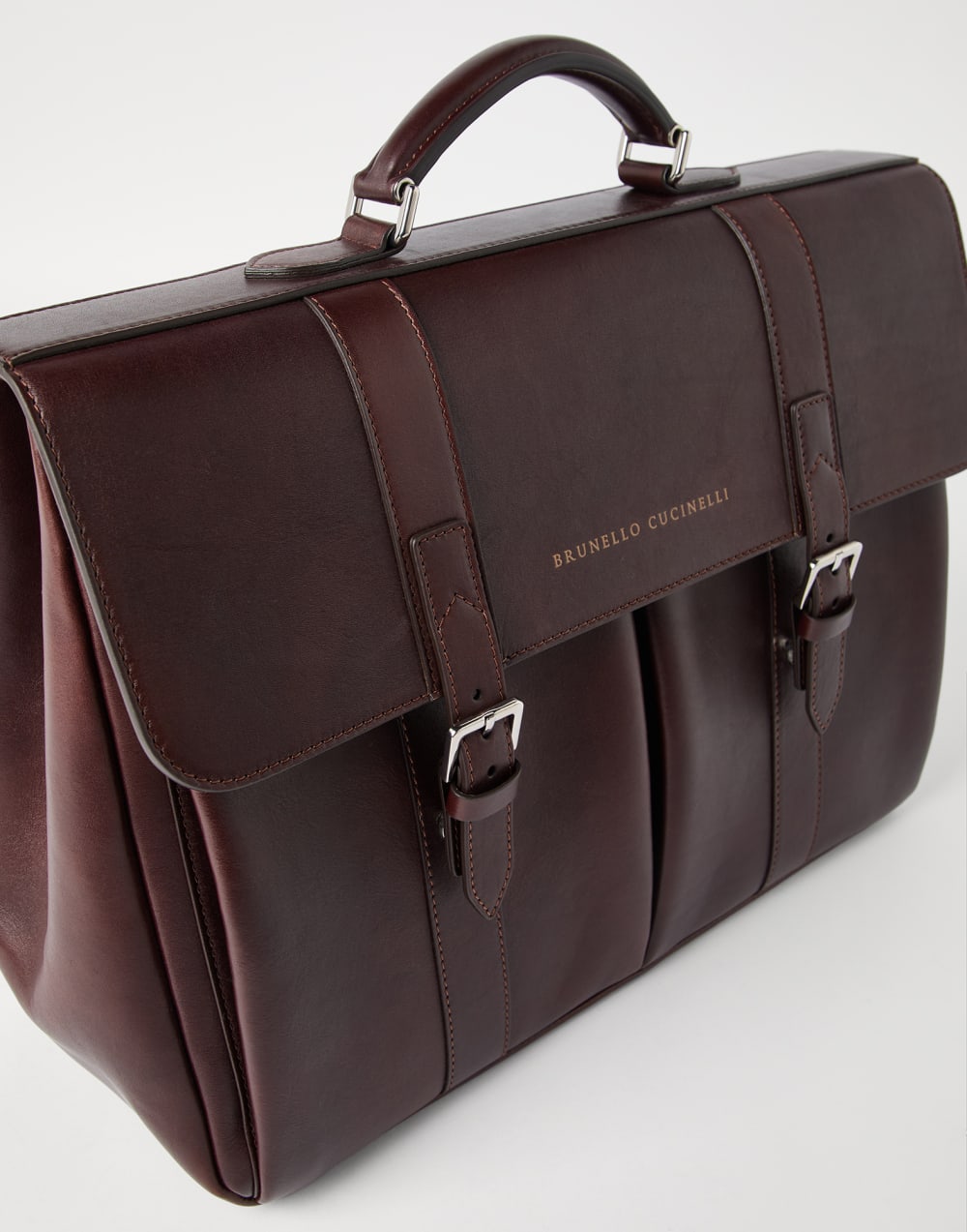 Calfskin briefcase Burgundy Man - Brunello Cucinelli