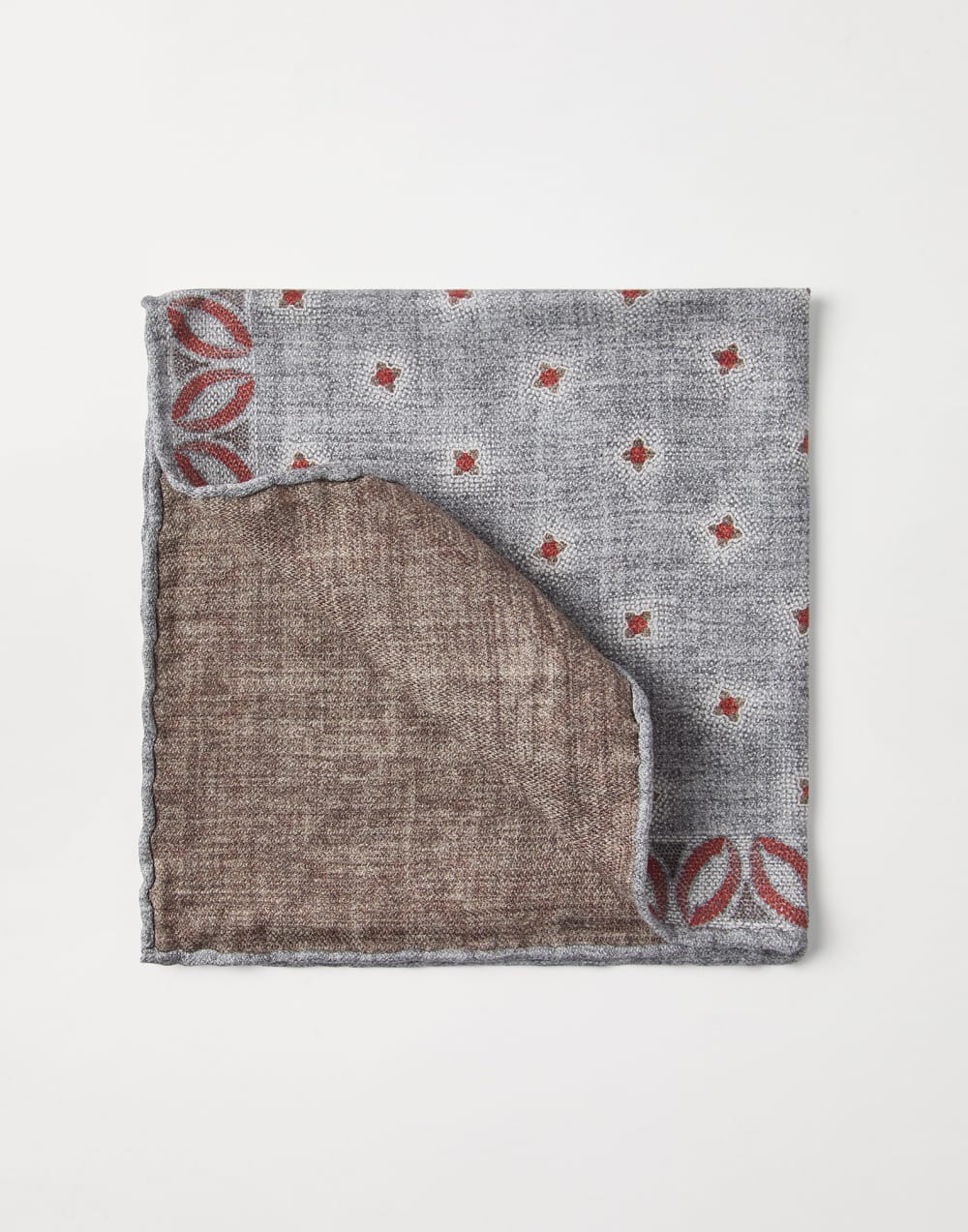 Silk pocket square Grey Man - Brunello Cucinelli
