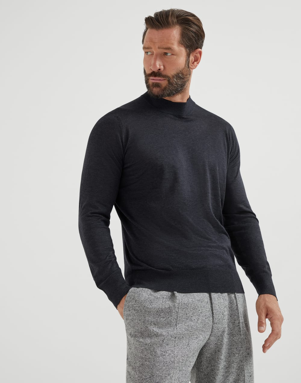 Lightweight sweater Anthracite Man - Brunello Cucinelli