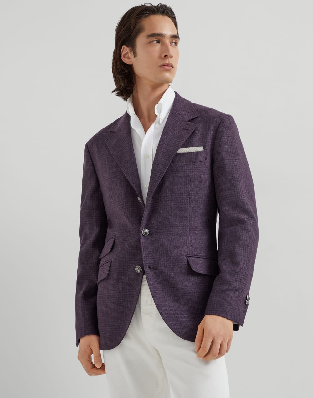 Пиджак с металлическими пуговицами Черничный Мужчина - Brunello Cucinelli