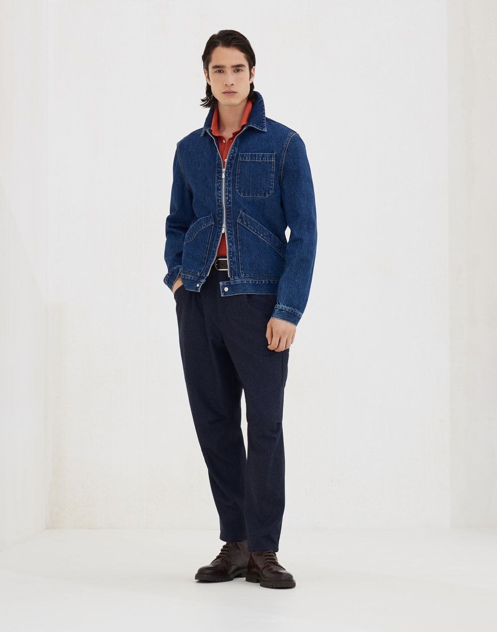 Piqué polo shirt Orange Man - Brunello Cucinelli