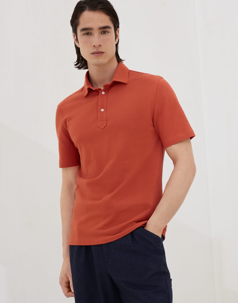 Piqué polo shirt Orange Man - Brunello Cucinelli