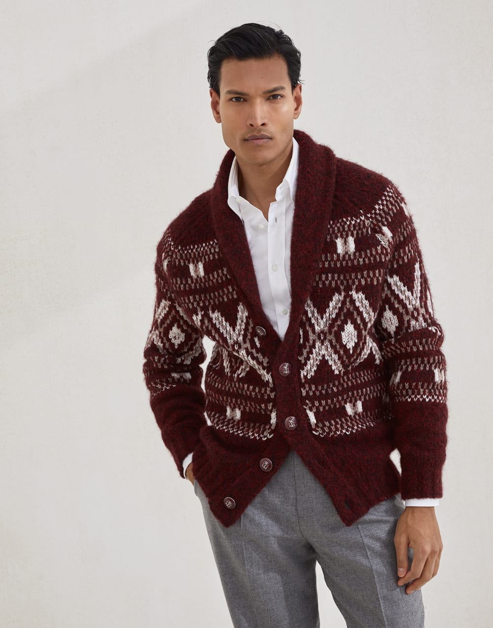 Cardigan mit Knöpfen aus Metall Amarant Herren - Brunello Cucinelli