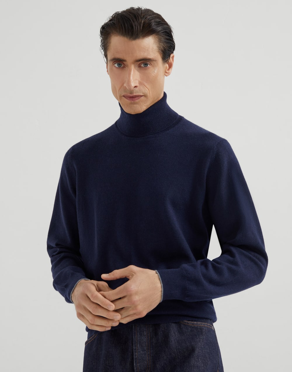 Turtleneck sweater Navy Blue Man - Brunello Cucinelli