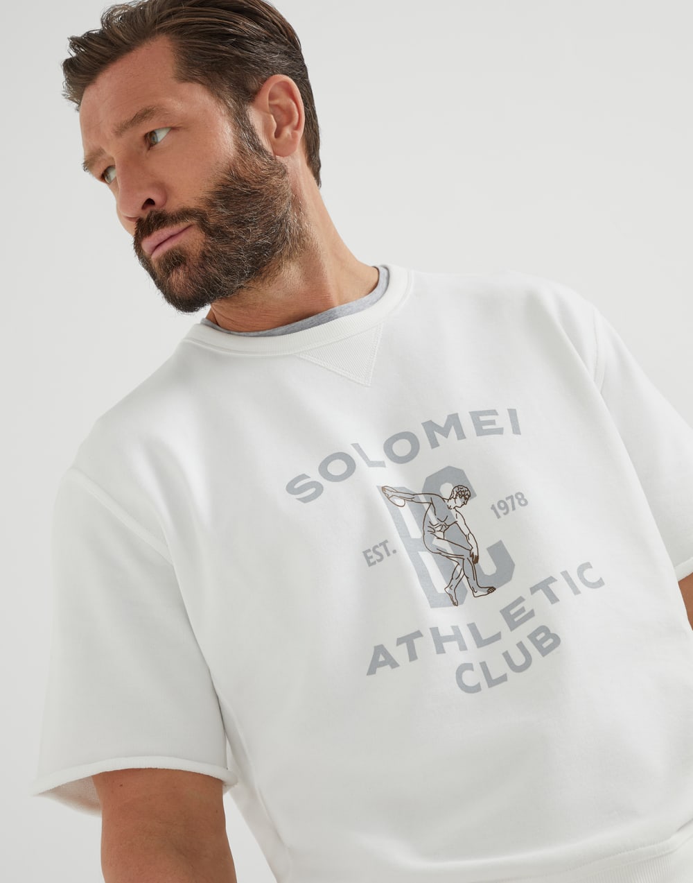 Sweatshirt aus Smooth-Baumwoll-Sweatjersey Off-White Herren - Brunello Cucinelli