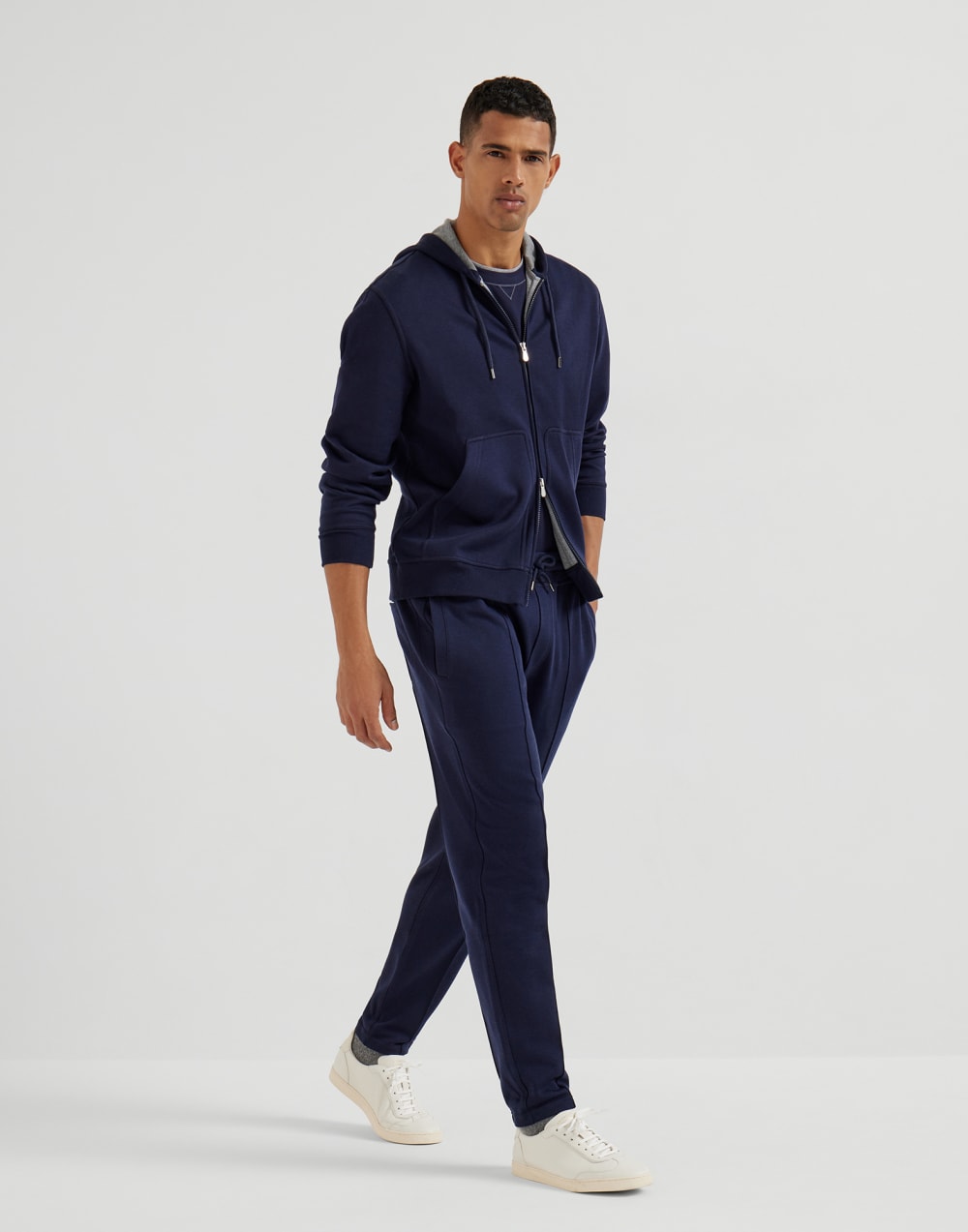 T-Shirt mit Faux-Layering Kobaltblau Herren - Brunello Cucinelli