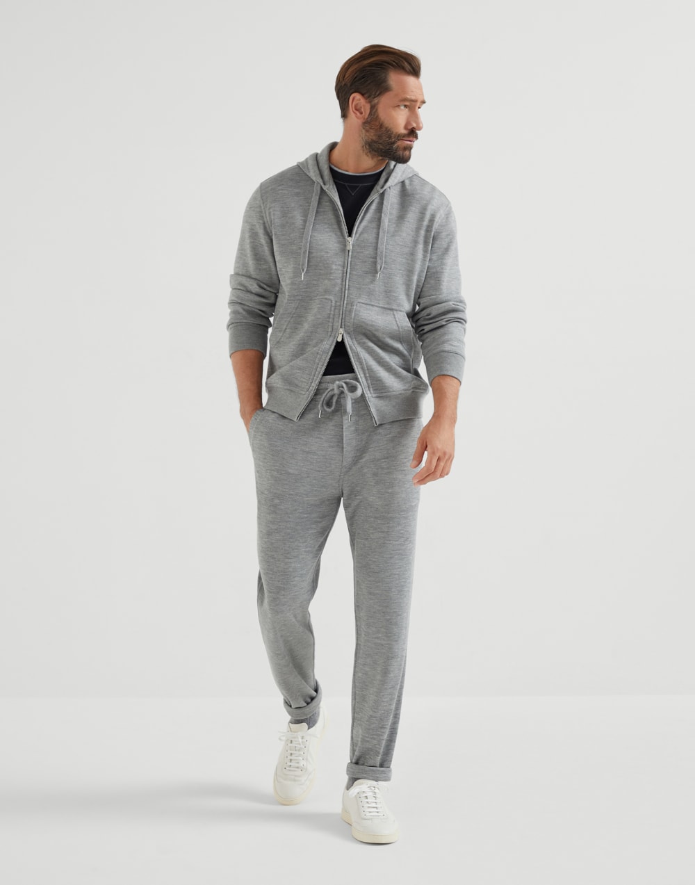 T-Shirt mit Faux-Layering Schwarz Herren - Brunello Cucinelli