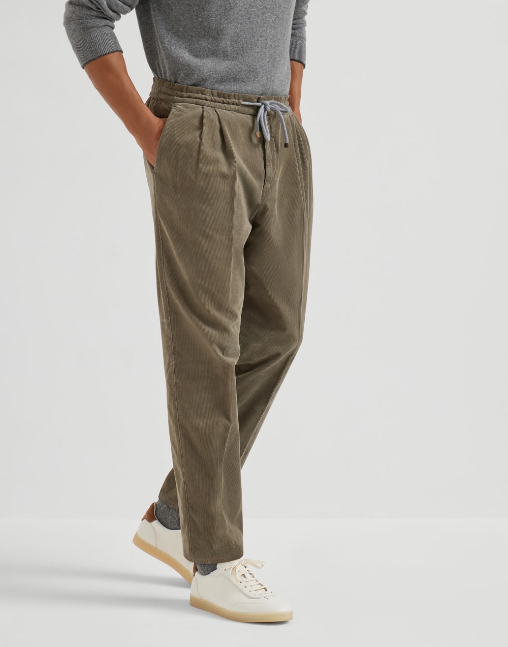Pantalon en velours côtelé Vert Kaki Homme - Brunello Cucinelli