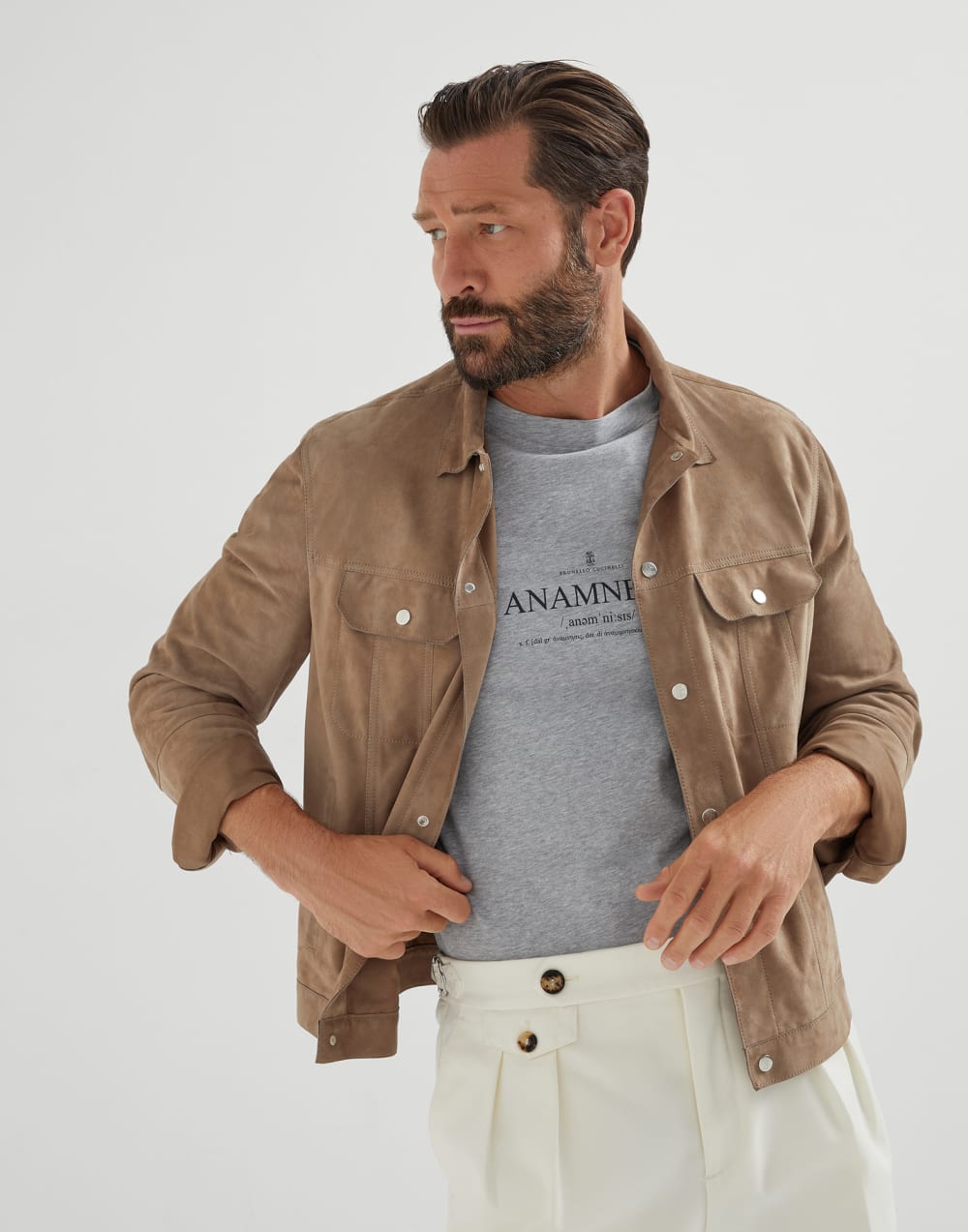 T-shirt with print Grey Man - Brunello Cucinelli