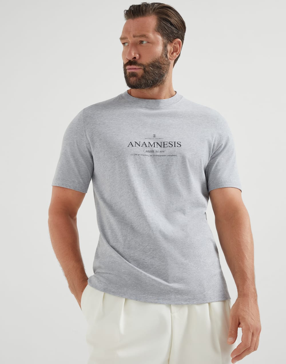 T-shirt with print Grey Man - Brunello Cucinelli