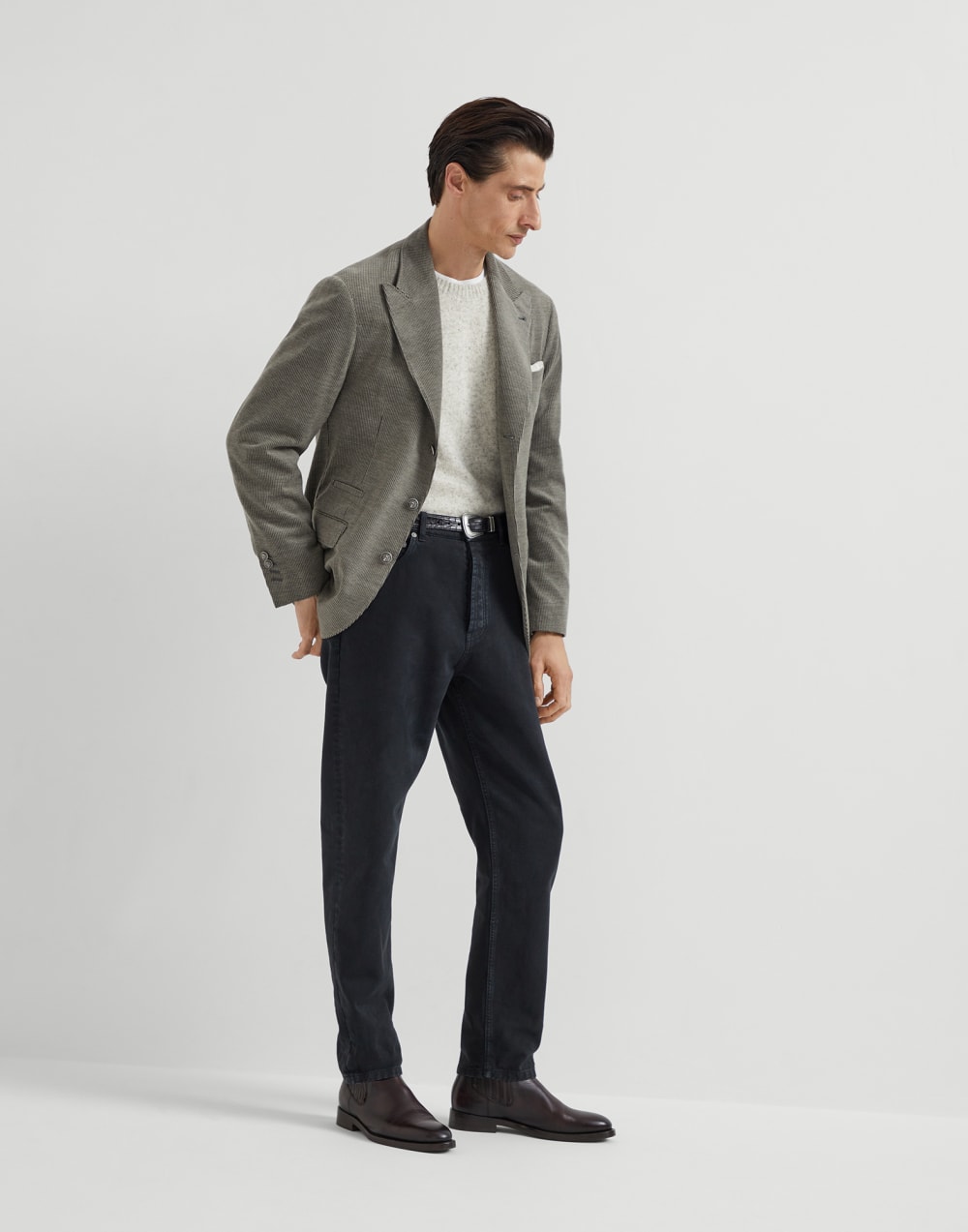 Corduroy blazer Khaki Man - Brunello Cucinelli