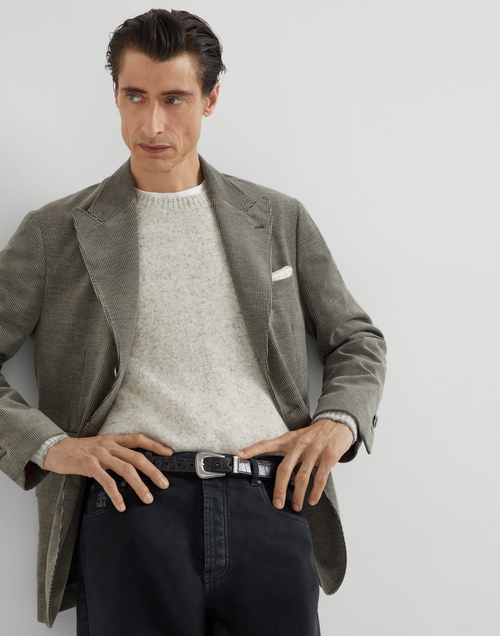 Corduroy blazer Khaki Man - Brunello Cucinelli