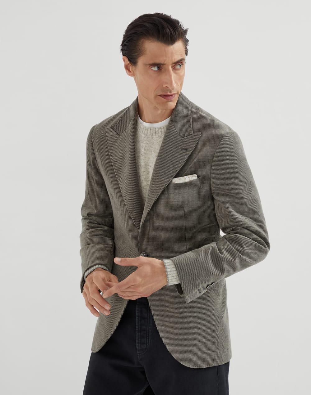 Corduroy blazer Khaki Man - Brunello Cucinelli