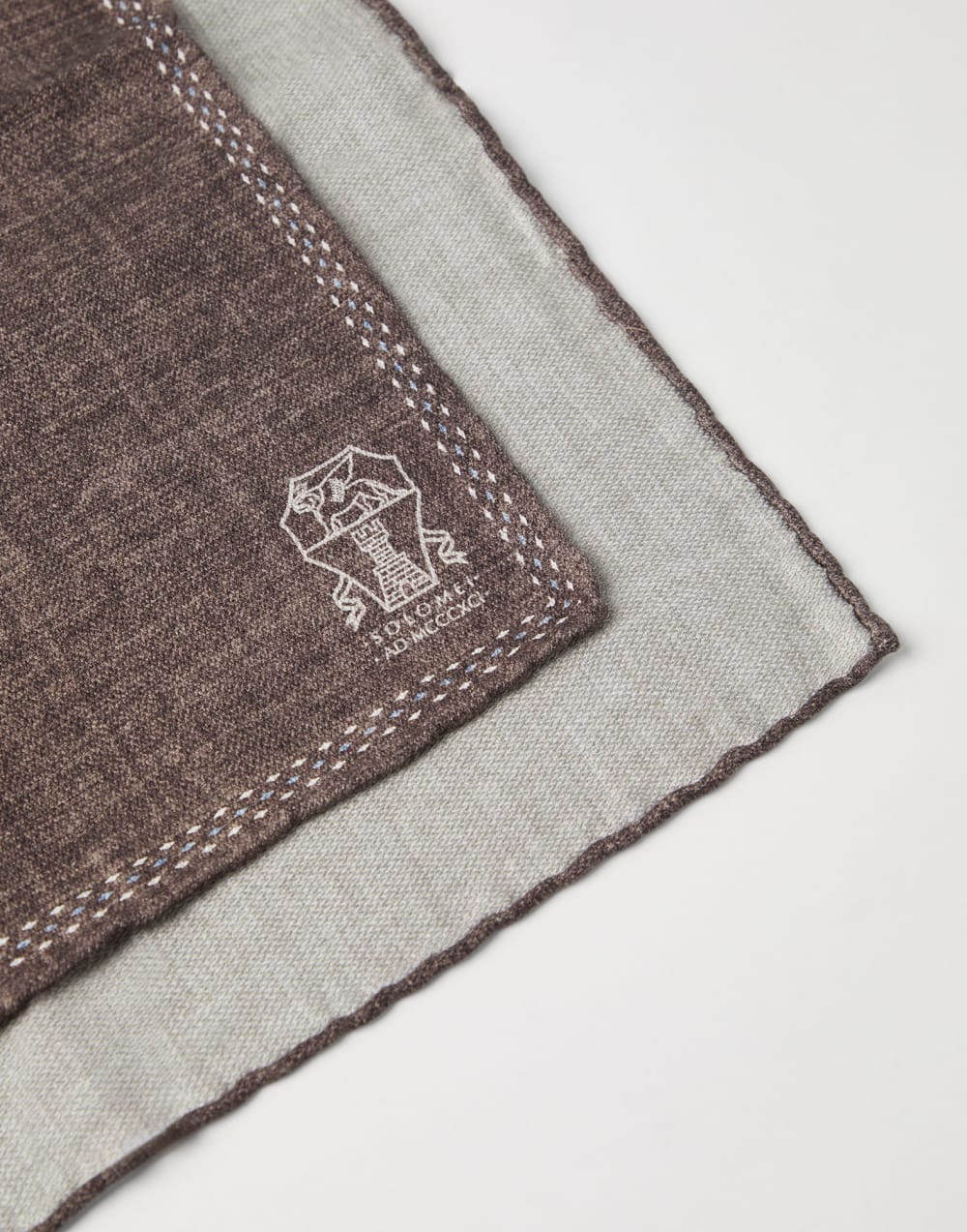 Silk pocket square Brown Man - Brunello Cucinelli