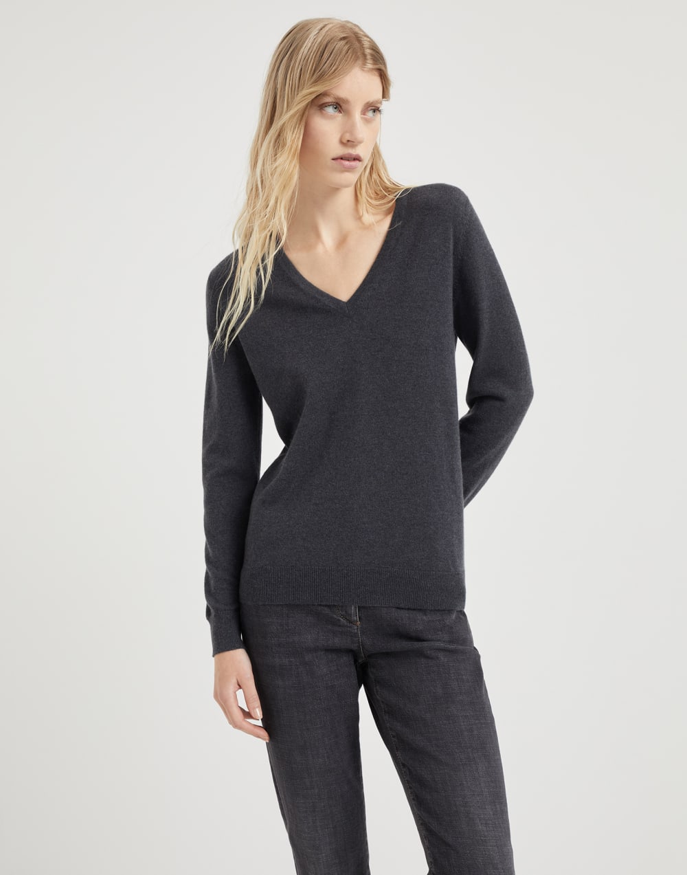 Cashmere sweater Lignite Grey Woman - Brunello Cucinelli