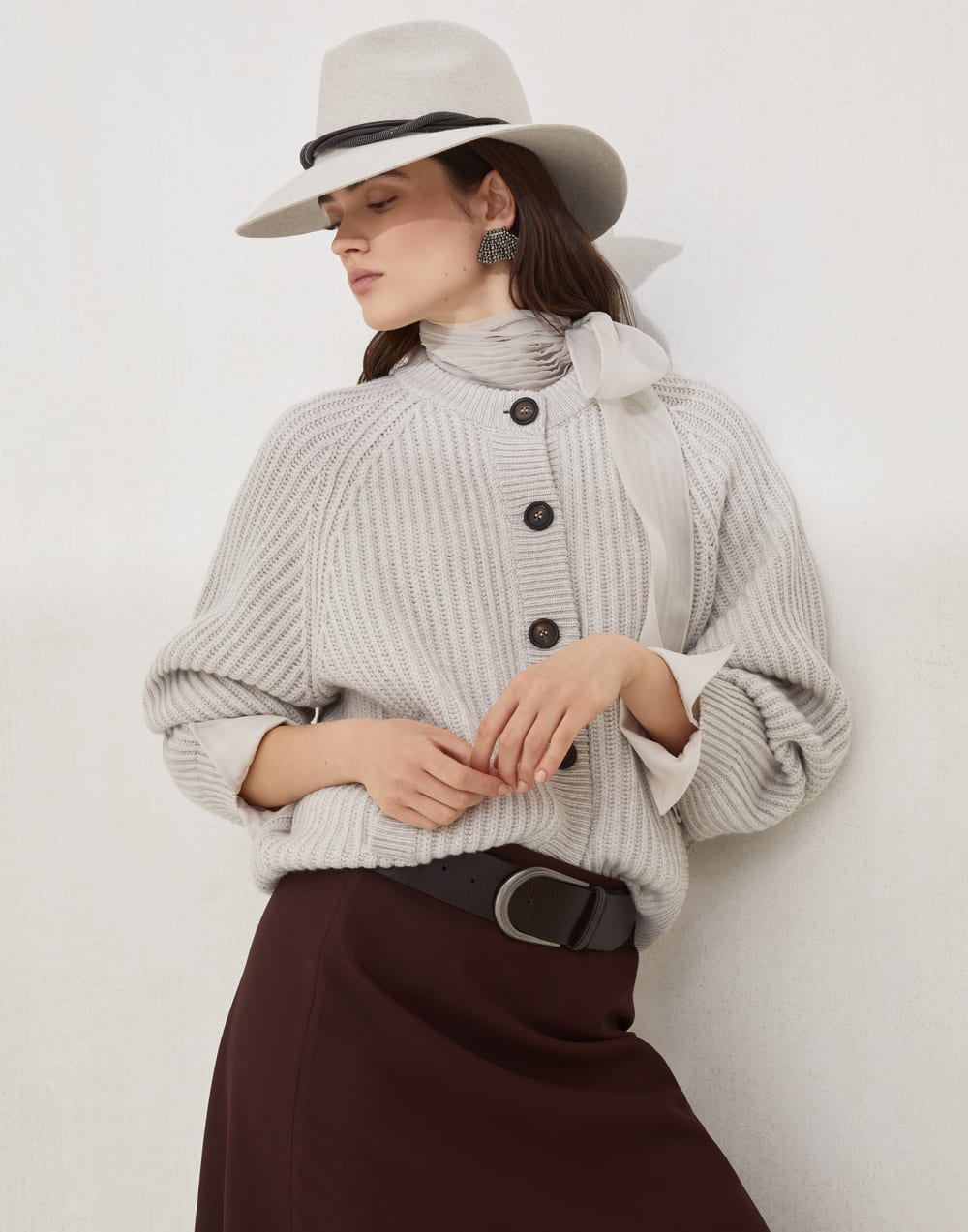 Cárdigan de cachemir Piuma Beige Claro Mujer - Brunello Cucinelli
