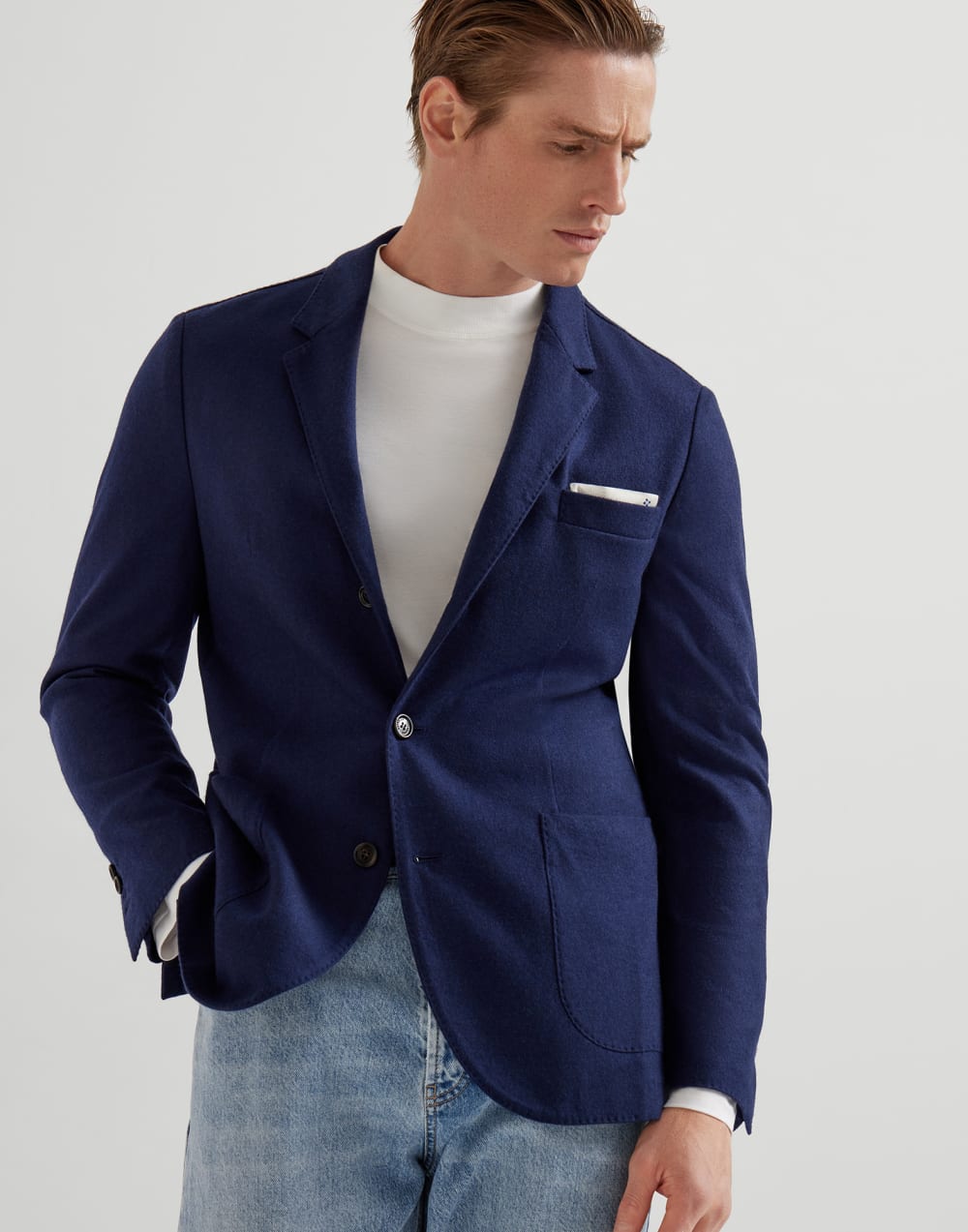 Cashmere jersey blazer Blue Man - Brunello Cucinelli