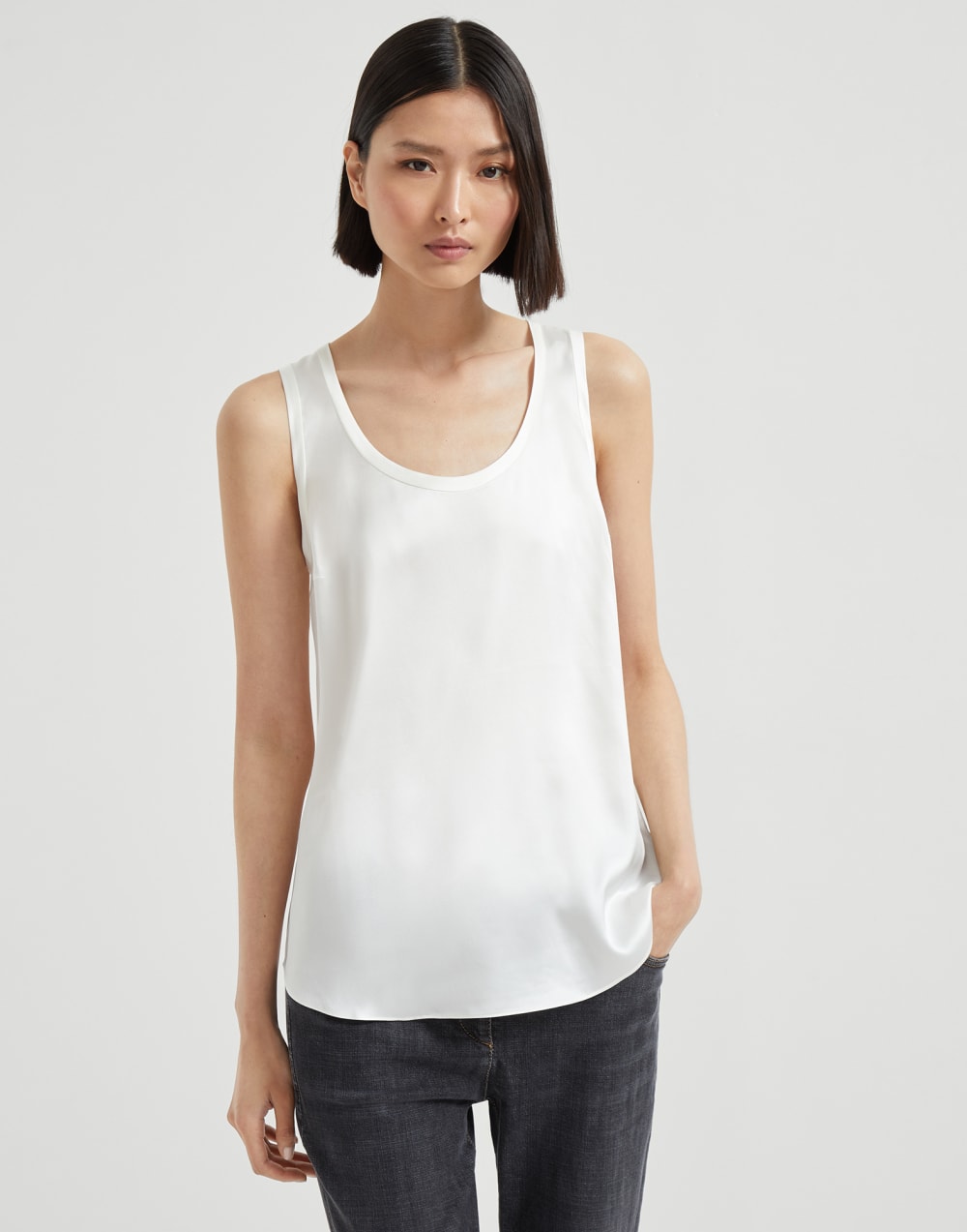 Satin top White Woman - Brunello Cucinelli