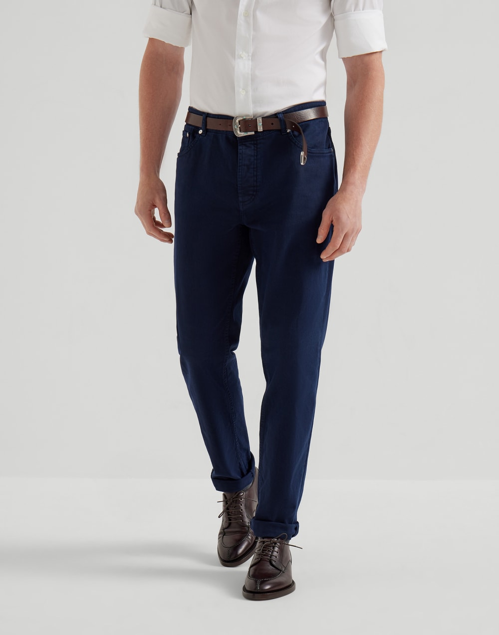 Comfort denim trousers Navy Blue Man - Brunello Cucinelli