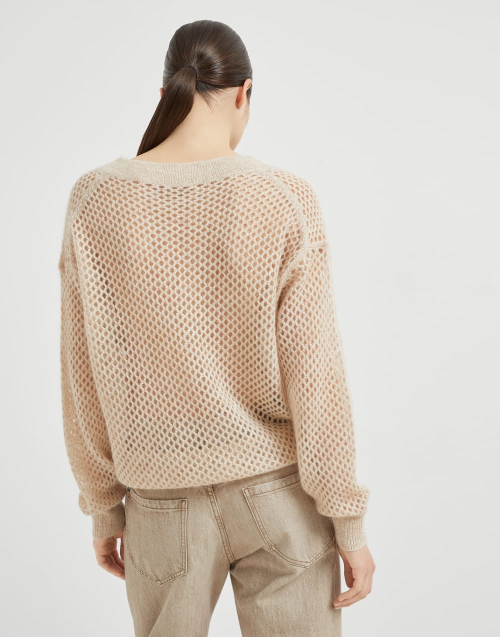 Dazzling Mesh sweater Warm Beige Woman - Brunello Cucinelli