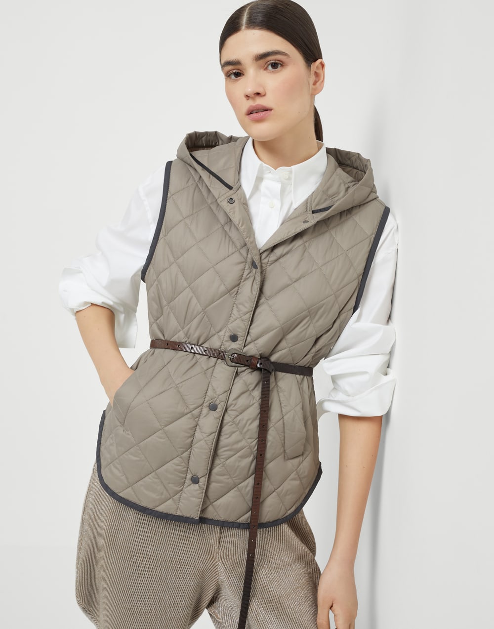 Quilted vest Light Brown Woman - Brunello Cucinelli