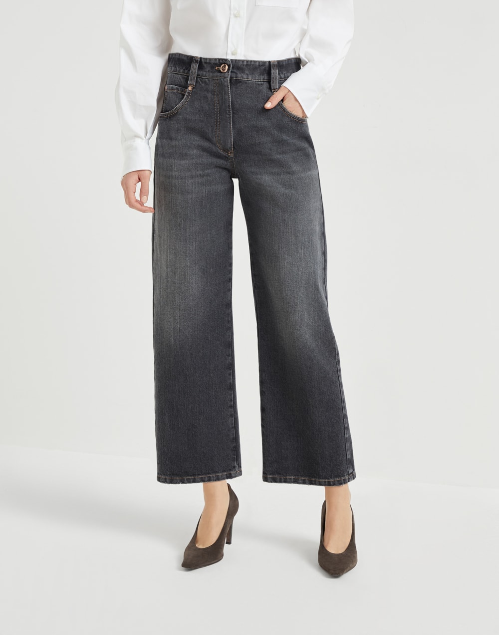 Authentic denim trousers Dark Grey Woman - Brunello Cucinelli