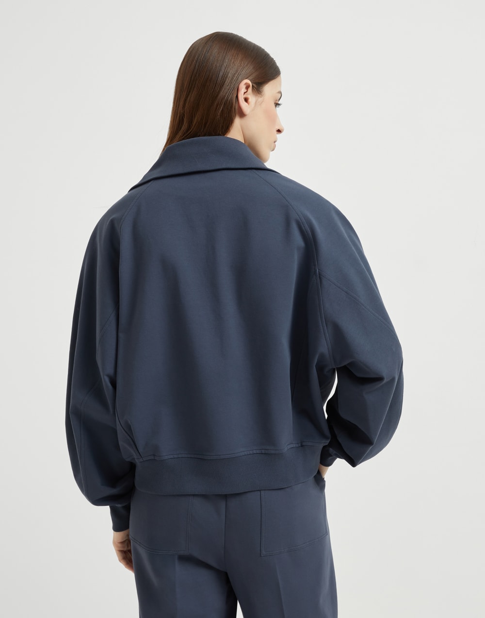 Sudadera de felpa ligera Azul Aviación Mujer - Brunello Cucinelli