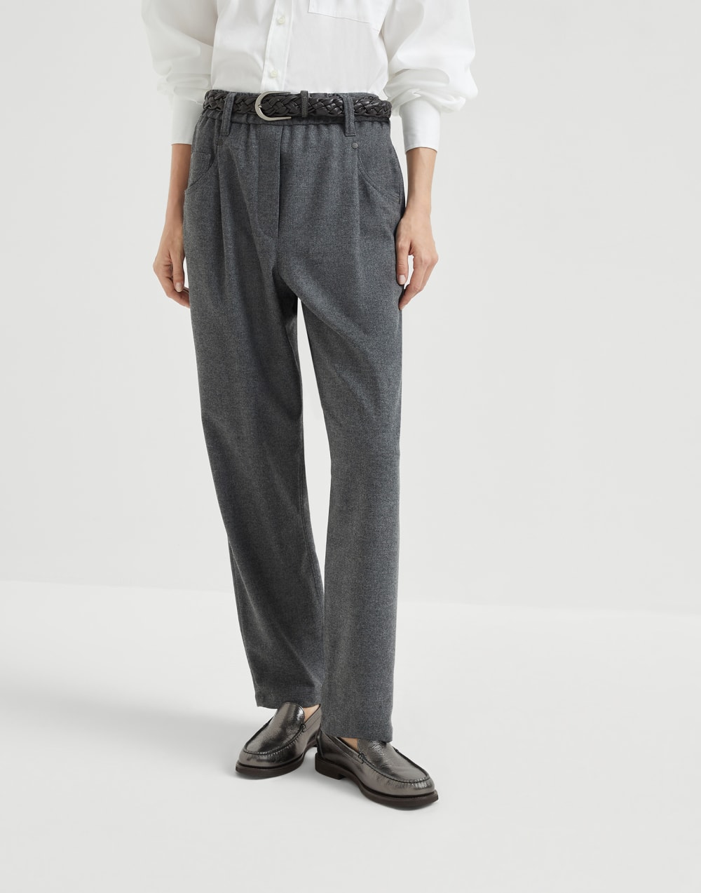 Flannel twill Baggy trousers Lead Woman - Brunello Cucinelli