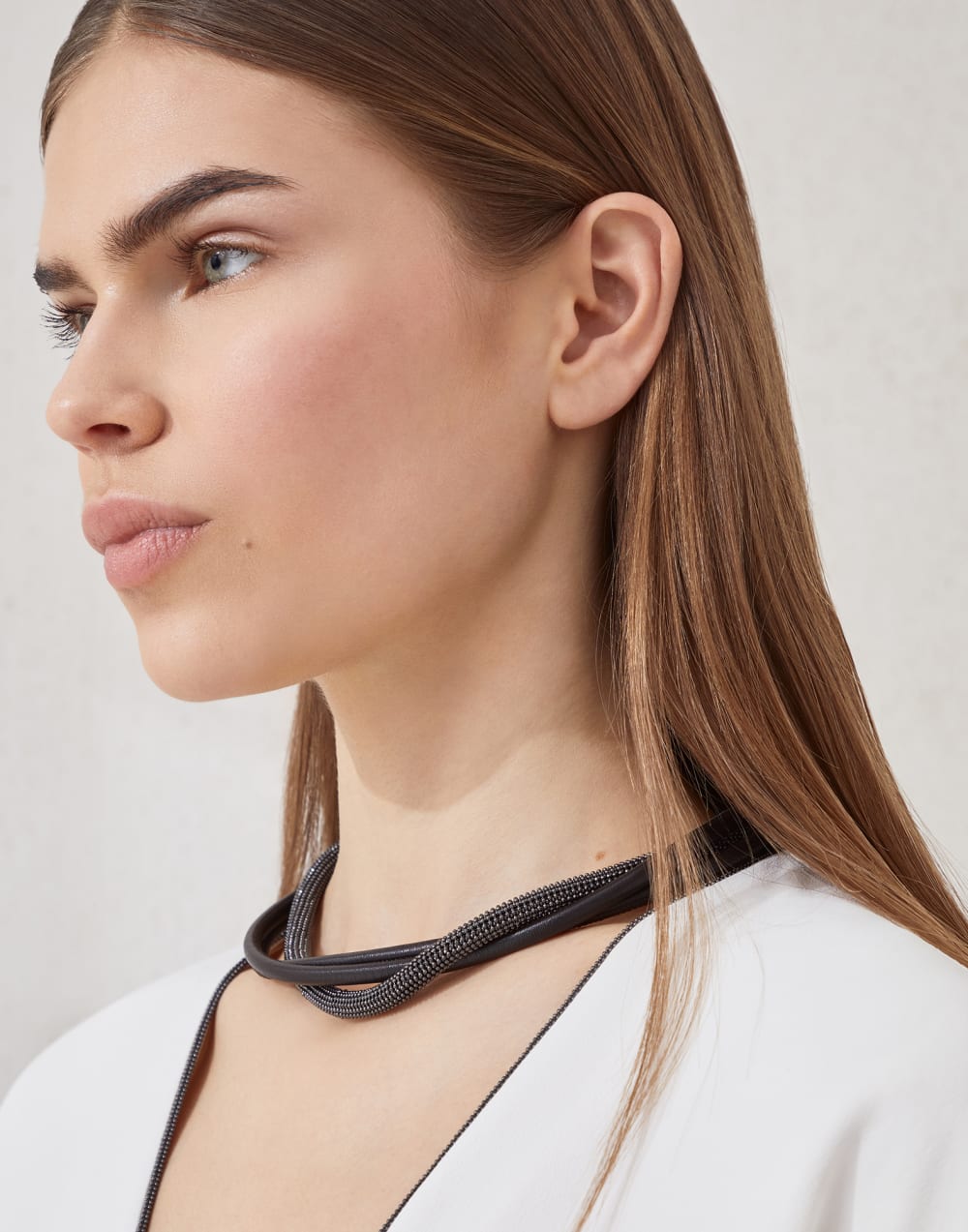 Precious leather choker Black Woman - Brunello Cucinelli