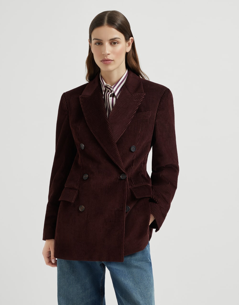 Corduroy blazer Burgundy Woman - Brunello Cucinelli