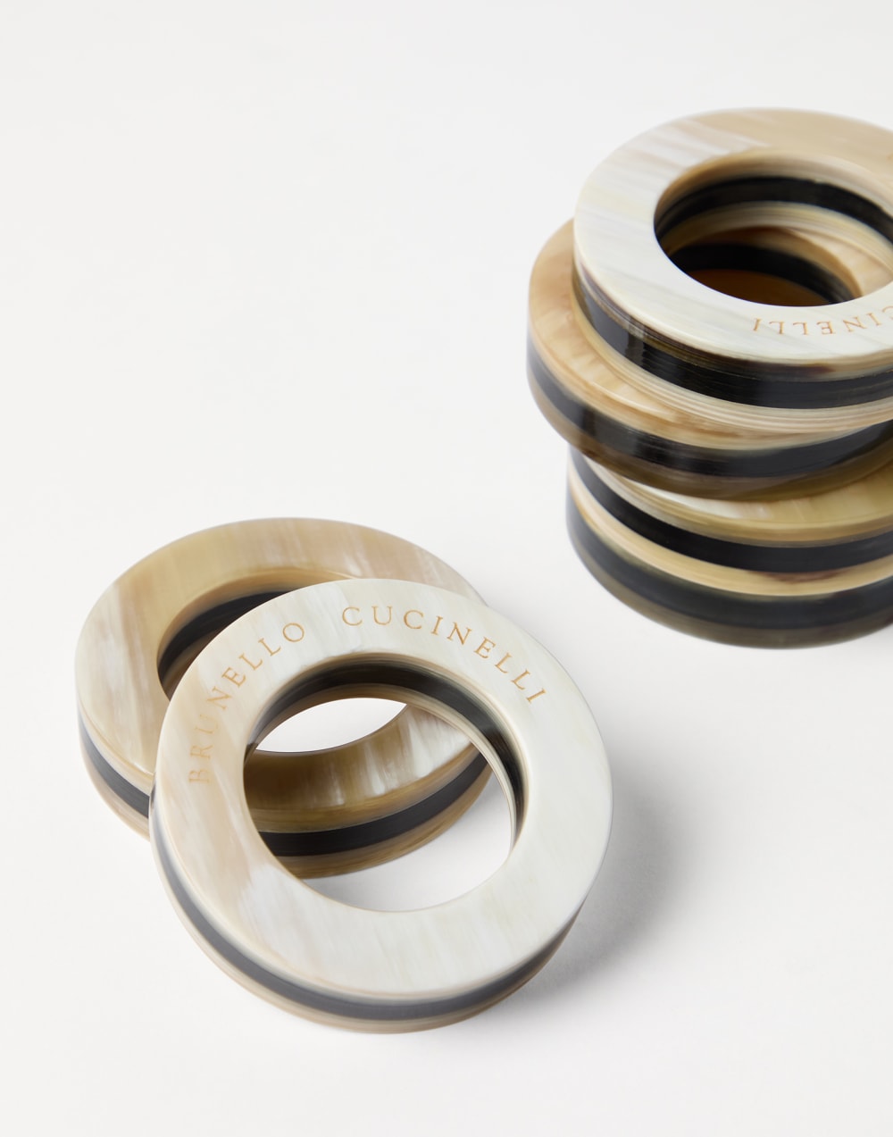 6-piece napkin ring set Natural Horn Lifestyle - Brunello Cucinelli