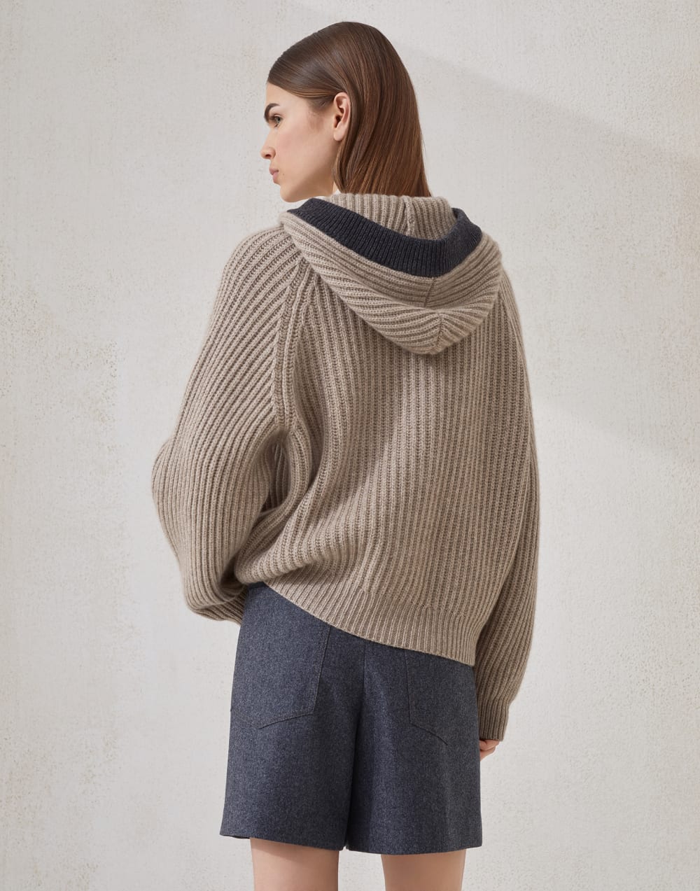 Cashmere Feather yarn cardigan Warm Beige Woman - Brunello Cucinelli