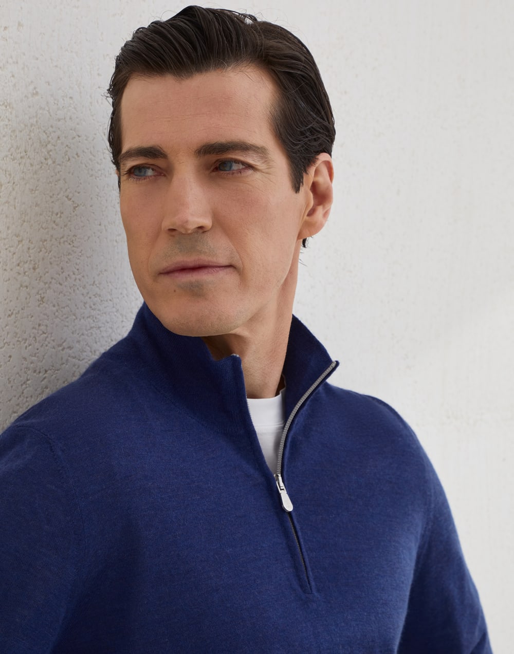 Jersey ligero con cremallera Zafiro Hombre - Brunello Cucinelli