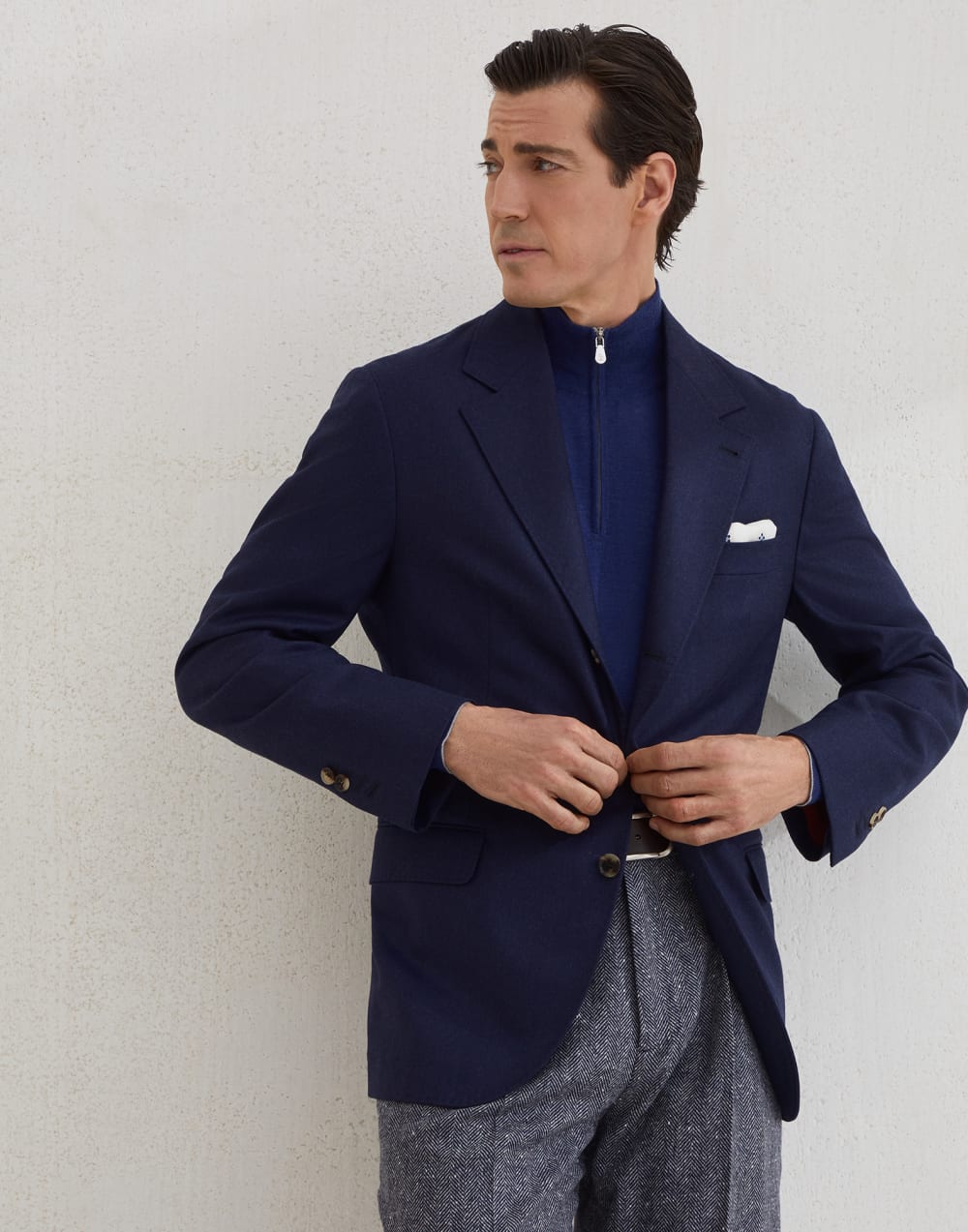 Jersey ligero con cremallera Zafiro Hombre - Brunello Cucinelli