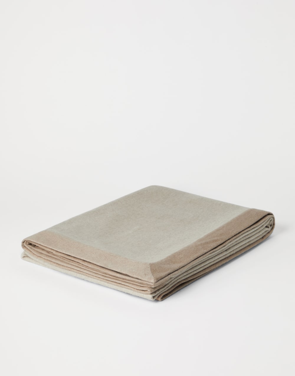 Manta de cachemir con borde contrastante Beige Lifestyle - Brunello Cucinelli