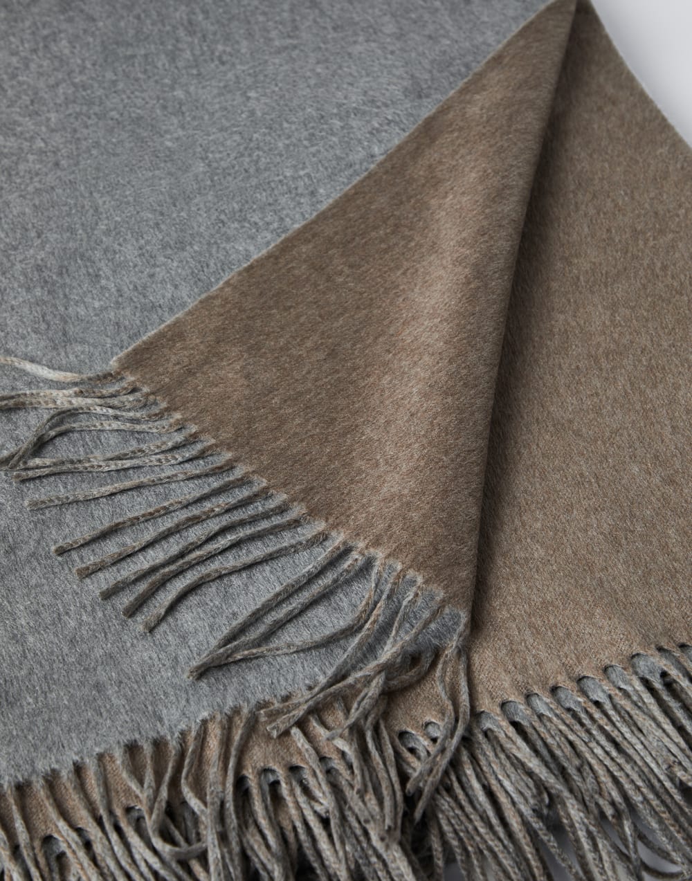 双层丝绸披毯 灰色 生活风格 - Brunello Cucinelli