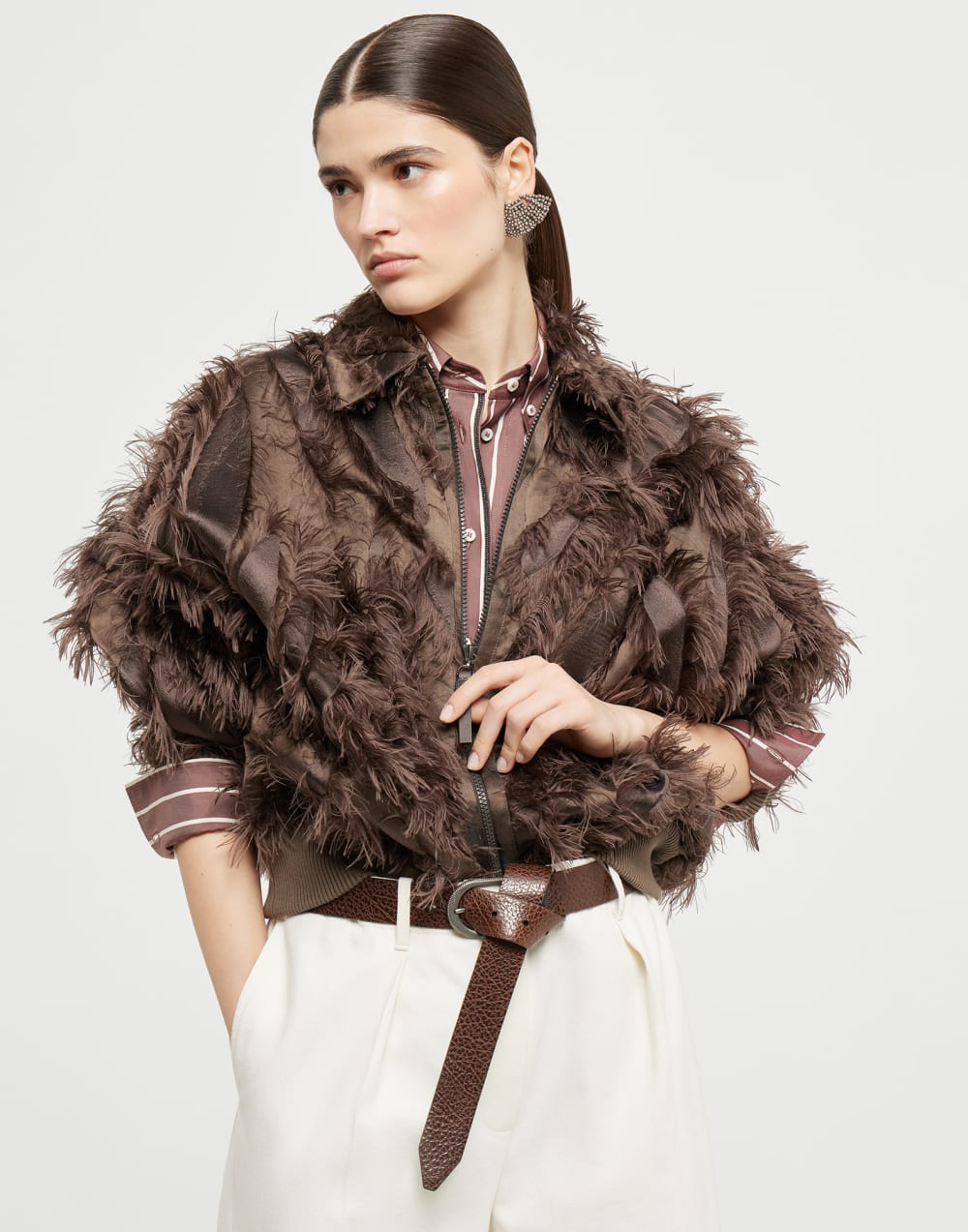 Dracaena fil coupé bomber jacket Brown Woman - Brunello Cucinelli