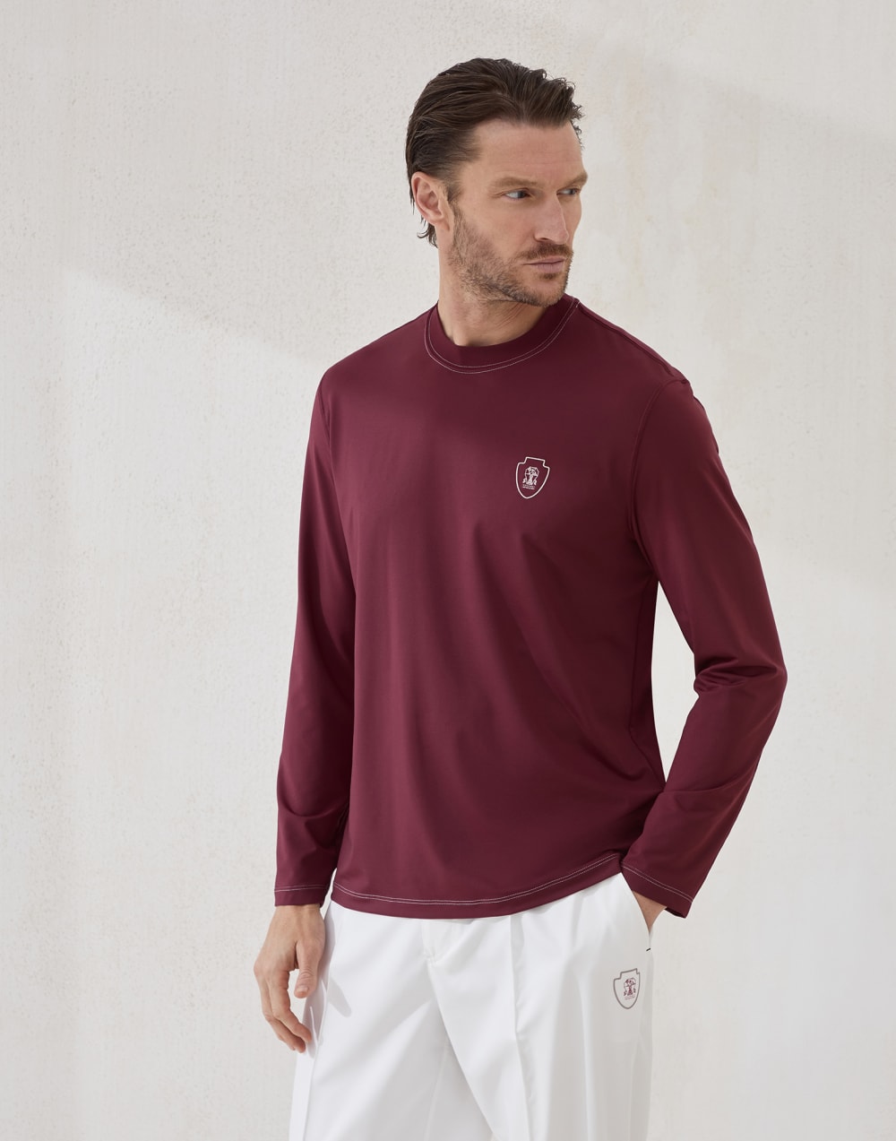 Long sleeve T-shirt Amaranth Man - Brunello Cucinelli