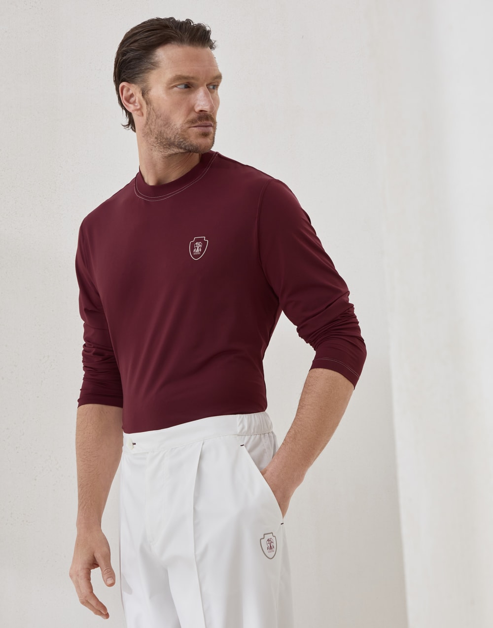 Long sleeve T-shirt Amaranth Man - Brunello Cucinelli