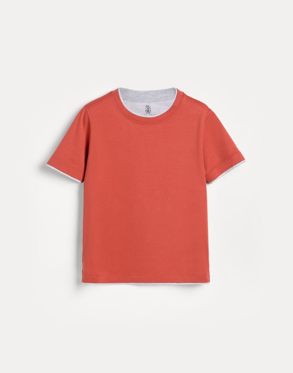 T-shirt with faux-layering Orange Boys - Brunello Cucinelli