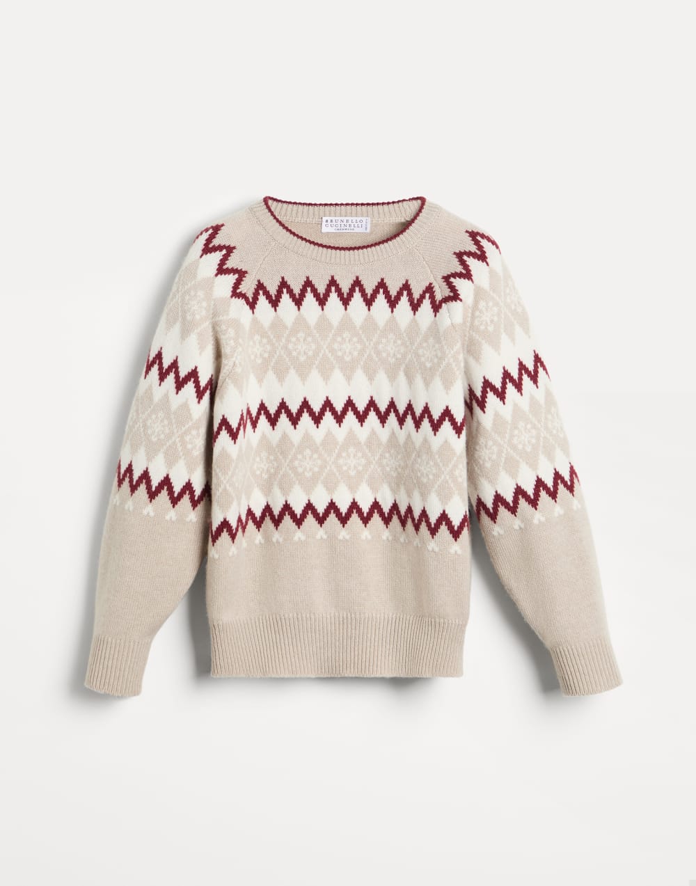 Snowflake Argyle sweater Beige Girls - Brunello Cucinelli