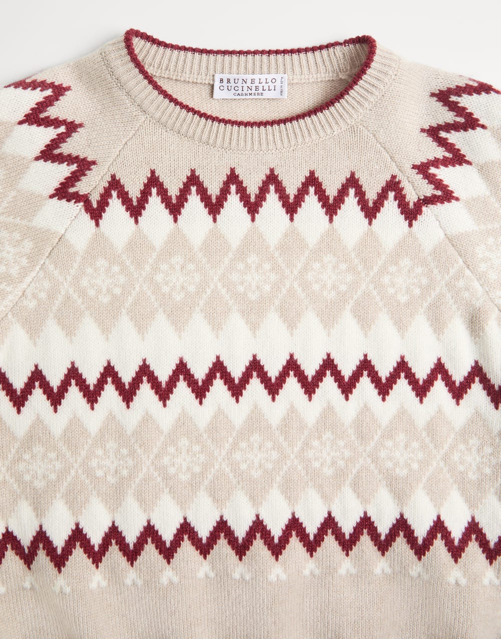 Snowflake Argyle sweater Beige Girls - Brunello Cucinelli